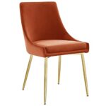 Modway Viscount Performance Velvet Upholstered Side Dining Chairs Set of 2, Gold Orange