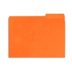 File Folder, 1/3 Cut Tab, Letter Size, Orange, Great for Organizing and Easy File Storage, 100 Per Box