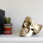 Suck UK | Skull Jewelry Organizer & Key Bowl | Goth Decor Trinket Dish Or Desktop Organizer | Ceramic Bracelet Holder & Ring Holder | Gothic Home Decor Accessories | Decorative Skull Bowl | Gold 12.5 x 16 x 21.5 cm