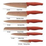 Wanbasion Orange Professional Kitchen Knife Chef Set, Kitchen Knife Set Stainless Steel, Kitchen Knife Set Dishwasher Safe with Covers