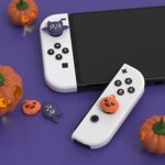 PlayVital Joystick Caps for Nintendo Switch, Thumbstick Caps for Switch Lite, Analog Cover for Switch OLED Joycon Thumb Grip Caps for Switch & Switch Lite & Switch OLED – Halloween Pumpkin Bat