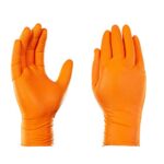 GLOVEWORKS HD Orange Nitrile Industrial Disposable Gloves, 8 Mil, Latex-Free, Raised Diamond Texture, Large, Box of 100