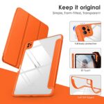 DTTOCASE for iPad Air Case 5th / 4th Generation 10.9 Inch (2022/2020), iPad Pro 11 Inch Case with Transparent Shockproof Back Cover[Built-in Pencil Holder, Auto Sleep/Wake, Camera Protection]-Orange