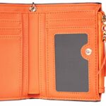 Gostwo Womens Small Bifold Slim Mini Wallet Purse with Tassel and Zippered Coin Pocket (Orange With Key Chain?