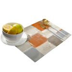 Bingigo Placemats for Dining Table Set of 6 Cotton Linen Heat Insulating Durable Washable Orange Brawn Gray Paint Art Garffiti Table Mat Sets for Farmhouse Kitchen Table