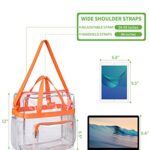 MAY TREE Clear Bag Stadium Approved, Transparent See Through Clear Tote Bag for Work, Sports Games-12 x12 x6 (Orange)