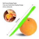 Soft Home Premium Plastic Orange Peeler Lemon Citrus Peel Cutter Vegetable Slicer Fruit Tools (Long Handle Type Green 2 Pack; Mouse Type orange 1 Pack)