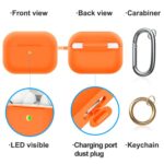 Woyinger AirPods Pro Case Cover with Keychain, Full Protective Silicone Skin Accessories for Women Men Girl with Apple AirPods Pro Case,Front LED Visible-Orange