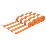 Amazon Basics Cabana Stripe Beach Towel – Pack of 4, Orange
