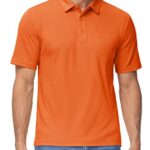 MAGCOMSEN Moisture Wicking Polo Shirts for Men Short Sleeve Collared Workout Polo Shirts Durable Tops, Performance Gym Clothes Orange 2XL