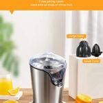 Aiheal Electric Citrus Juicer, Orange Juicer Squeezer with Two Interchangeable Cones Suitable for All Size of Citrus Fruits, Anti-drip Spout and Ultra Quiet Motor, BPA Free, Brushed Stainless Steel