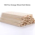100Pcs Orange Wood Sticks for Nails, HOOMBOOM Double Sided Cuticle Pusher Remover Nail Art Manicure Pedicure Tool for Manicure Pedicure