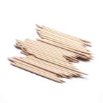 Borogo 100 Pcs Orange Wood Nail Sticks Double Sided Multi Functional Cuticle Pusher Manicure Pedicure Tool for Manicure Pedicure