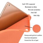 SIWENGDE Compatible for iPad 10.2 inch 9th/8th/7th Generation Case(2021/2020/2019) with Pencil Holder, Slim Soft TPU Smart Trifold Stand Protective Full Body Cover, Auto Sleep/Wake (Orange)