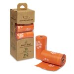 Best Pet Supplies Dog Poop Bags for Waste Refuse Cleanup, Doggy Roll Replacements for Outdoor Puppy Walking and Travel, Leak Proof and Tear Resistant, Thick Plastic – Orange, 150 Bags