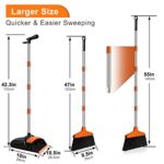 GRAREND Broom and Dustpan Set for Home, Upright 55″ Broom and Dustpan Combo with Long Handle, Lobby Broom Sweeping for House Kitchen Room Office Indoor Floor Cleaning Supplies Housewarming Gift-Orange