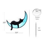 BOXCASA Sleeping Black Cat on Moon Stained Glass Windows Hangings,Handcrafted Stained Glass Cat Suncatchers Decoration,Cat Lovers for Black Cat Halloween Decor