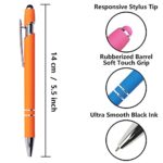Oddmoal Ballpoint Pen with Stylus Tip, Soft Touch Click Metal Pen, 1.0mm Medium Point, Black Ink, 12 Count(Orange)
