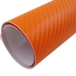 DIYAH 3D Orange Carbon Fiber Film Twill Weave Vinyl Sheet Roll Wrap DIY Decals 12″ X 60″ (1FT X 5FT)