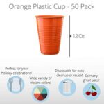Exquisite 50 Count – Orange 12 Oz Plastic Cups Disposable Party Cups – Orange Plastic Tumblers For All Occasions With 50 Orange Disposable Plastic Cups Per Pack