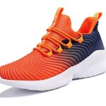 JMFCHI Boys Girls Kids’ Sneakers Knitted Mesh Sports Shoes Breathable Lightweight Running Shoes for Kids Fashion Athletic Casual Shoes Orange Size 3