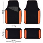 CAR PASS Rainbow Waterproof Universal Fit Car Floor Mats, Fit for Suvs,Vans,Sedans,Cars (Black with Orange)