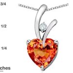 Star K Heart Shape 8mm Simulated Orange Mexican Fire Opal Endless Love Pendant Necklace Sterling Silver