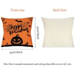 Wareon Halloween Decorations Throw Pillow Covers 18×18 Inches Set of 4 Halloween Decor Clearance Trick or Treat Farmhouse Pumpkin Bat Cushion Cover for Sofa Couch Living Indoor Room Bedroom Outdoor
