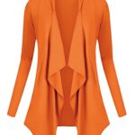 Urban CoCo Women’s Drape Front Open Cardigan Long Sleeve Irregular Hem (XL, Orange)