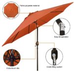 Blissun 9′ Outdoor Patio Umbrella, Market Striped Umbrella with Push Button Tilt and Crank (Orange)