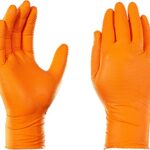1st Choice 6 mil Nitrile Gloves, Large, Box of 100 Orange Mechanic Gloves Disposable Latex Free, Ntrile Disposable Gloves