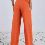 MakeMeChic Women’s High Waisted Pockets Work Office Palazzo Wide Leg Pants Orange M