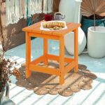 LZRS Adirondack Square Side Table, Pool Composite Patio Table,HDPE End Tables for Backyard,Pool, Indoor Companion, Easy Maintenance & Weather Resistant(Orange)