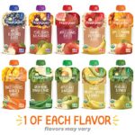 Happy Baby Organics Stage 2 Baby Food Pouches, Gluten Free, Vegan & Healthy Snack, Clearly Crafted Fruit & Veggie Puree, Fruit & Veggie Variety Pack, 4 Ounces (Pack of 10)