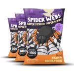Happy Hippo Halloween Spider Web Decoration, 200 Sqare Feet & Plastic Spiders, Halloween Party Supplies, Spider Webs (Small, 200 Sq Feet)