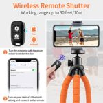 Aureday Phone Tripod, Flexible Tripod for iPhone and Android Cell Phone, Portable Small Tripod with Wireless Remote and Clip for Video Recording/Vlogging/Selfie (Orange)