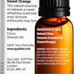 Gya Labs Sweet Orange Essential Oil for Diffuser – 100% Pure and Natural Therapeutic Grade Sweet Orange Essential Oils for Skin Use – Sweet Orange Oil Essential Oil for Aromatherapy (0.34 fl oz)