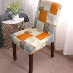 Burnt Orange Chair Covers for Dining Room Set of 6 Modern Abstract Art Beige Chair Cover for Hotel Removable Stretchable Washable Dining Chair Slipcovers for Banquet Birthday Party Family Gathering