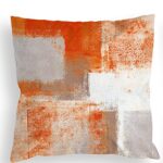 COLORPAPA Orange Grey Throw Pillow Covers 18×18 Set of 4 Decorative Cushion Cover Beige Abstract Art Painting Pillowcase for Sofa Bedroom Living Room Décor