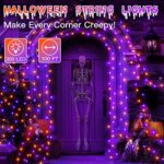 Ollny Halloween Lights Outdoor – 300 LED 100ft Orange and Purple Halloween Decorations, Extra Long Halloween String Fairy Lights Plug in 8 Modes Timer Memory Function for Indoor Holiday Party Yard