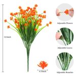 AmyHomie 20 Bundles Artificial Flowers Outdoor UV Resistant Faux Flowers No Fade Fake Plastic Plants Wildflowers Spring Flowers Garden Porch Window Box Decorating Fall Decor (Orange)