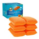 Commercial Miracle Microfiber Kitchen Sponge by Scrub-It – Large – Non-Scratch Heavy Duty Dishwashing Cleaning sponges- Machine Washable- (Orange, 6 Pack)