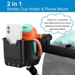 Accmor 2-in-1 Stroller Cup Holder with Phone Holder, Universal Cup Phone Holder for Stroller, Bike, Wheelchair, Walker, Scooter, Orange