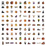 100PCS Non-Repeating Halloween Pumpkin Theme Stickers, Vinyl Waterproof Holiday Party Stickers, Kids and Youth Adult Holiday Gifts
