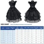 Wednesday Addams Dress Up Costume for Girls Birthday Halloween Cosplay Party with Wig Socks Belts 4T 5T (120cm)