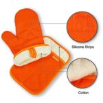 Coziselect Oven Mitts and Pot Holders Set, Heat Resistant Oven Mit Gloves Hot Pads for Kitchen Cooking Grill, Orange, 4-Piece Set