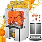 VBENLEM Commercial Juicer Machine, 110V Juice Extractor, 120W Orange Squeezer for 22-30 per Minute, Electric Orange Juice Machine w/Pull-Out Filter Box SUS 304 Tank PC Cover and 2 Collecting Buckets