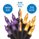PHILIPS 100 Orange or Purple Faceted Mini Cover Halloween Decoration Lights on Black Wire – UL Listed for Indoor/Outdoor Use – 35.3′ Total Length with 4″ Bulb Spacing – String Lights for Halloween