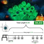 Halloween Lights, 30 LED Halloween Eyeball Lights with Remote Control & 8 Lighting Modes Halloween String Lights Waterproof Halloween Decorations Indoor for Party Garden Haunted House Decor (Green)