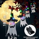 Halloween Decorations Outdoor,5 Packs Halloween Lights Battery Operated Ghost Hanging Lights Flying Witch Hats Halloween Indoor Outdoor Decorations LED String Lights for Yard Tree Patio Lawn Garden